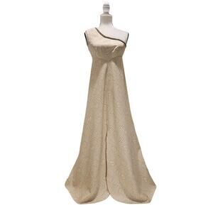 Vintage 60s Carol Gowns for Mr. Walter Gold Lurex Dress Size Small Rhinestones